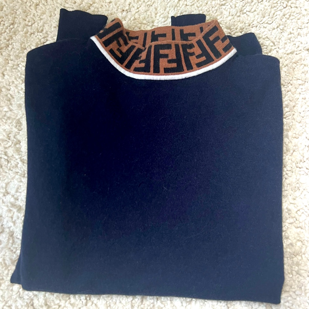 Fendi - like FF motif mock neck sweater